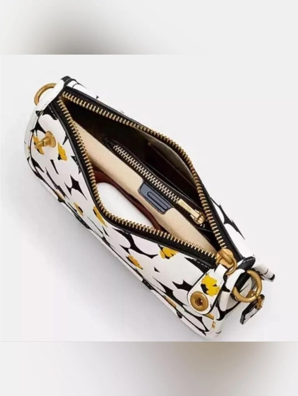 NWT! COACH CHALK DAISY FLORAL SWINGER 20 BAG